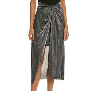 NWT All Saints Black Silver Sami Metallic Skirt - Sz 6